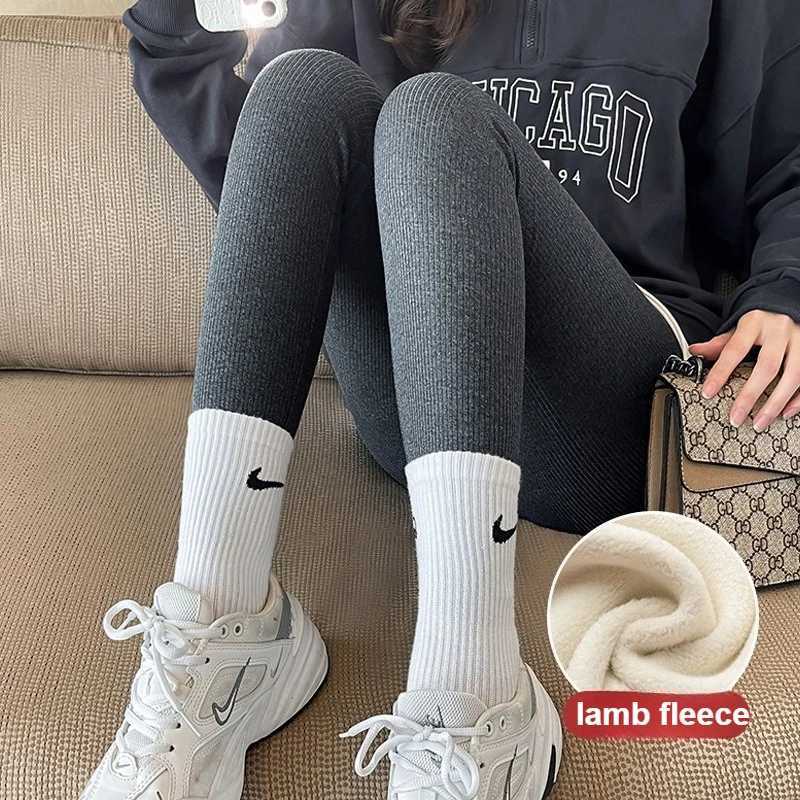 Ribbed Leggings Women High Waisted Slimming Thermal Pants Stretchy Winter Wear Alone Tummy Control Soft Fleece Lined LegginsgT251016