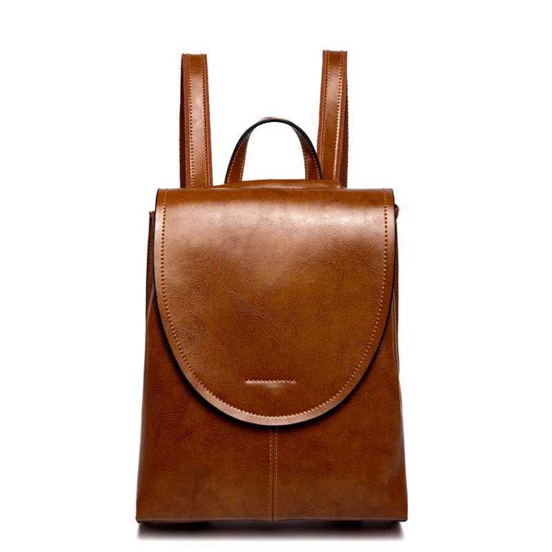 Cow Split Leather Women Backpack Waxed PU Cowhide Female Vintage Rucksack College School Student Books Bag Lady Shoulder BagsT251016