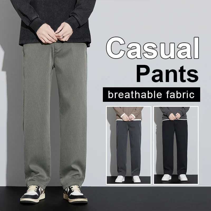 Mens Outdoor Lyocell Loose Straight Denim Pants 2025 Autumn Winter Waist Elastic Casual Versatile Pants Plus Size 5XL J251016