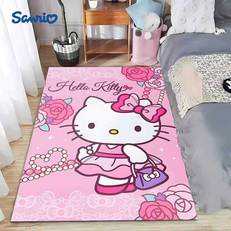 Sanrio Hello Kitty Cartoon Pattern Living Room Bedroom Carpet Bedside Floor Mat 15 Size Kids Room Cloakroom Play Mat Area Rug L251016