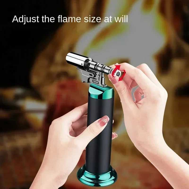 Windproof Torch Gas Lighter Powerful High Quality Outdoor Camping Kitchen for Adjustable Butane Refillable Metal Welding Gun C251016 W260202