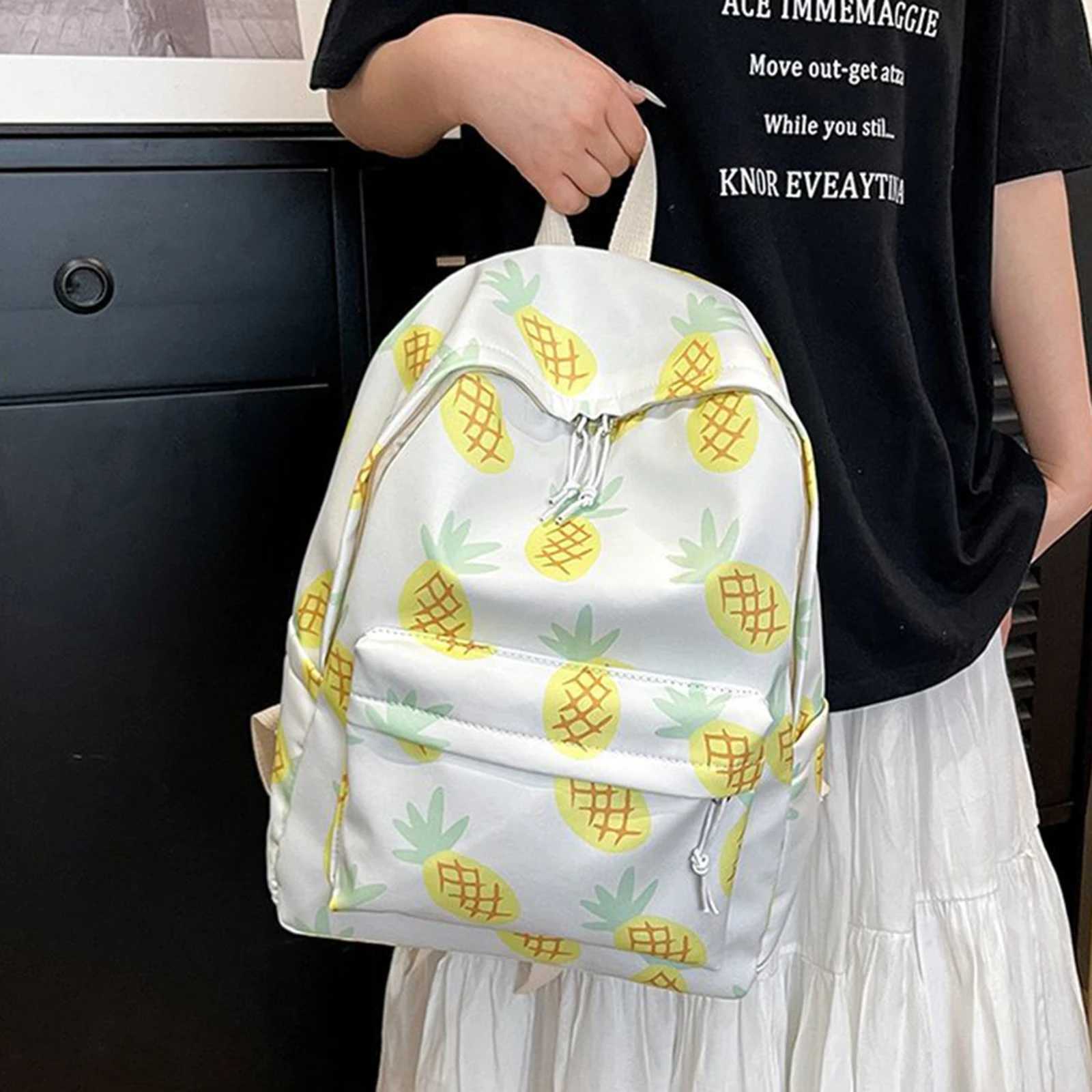 Women Fashion Backpack Lightweight Cute Pineapple Print Daypack Bookbag for Girls School Travel OutdoorT251016