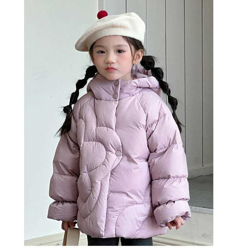 Girls Down Jacket Winter New Childrens Clothes Girl Baby Foreign Style Sweet Lovely Flower Down Jacket Casual Simple DailyT251016