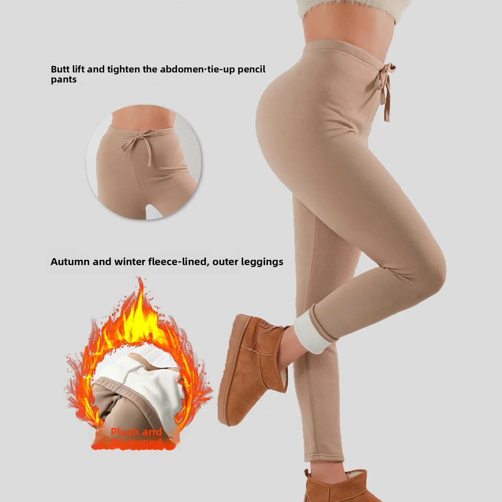 Thickened Fleece Womens Slim Fit Trousers High Waist Butt Lifting Warm Slimming Leggings for Winter Outdoor WearT251016