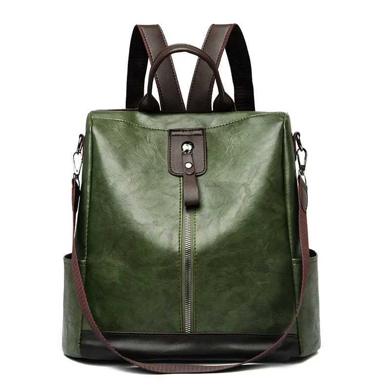 Vintage Pu Leather Backpack Shoulder Bags For Women Retro Large Capacity Student Knapsack High Quality Travel RucksackT251016