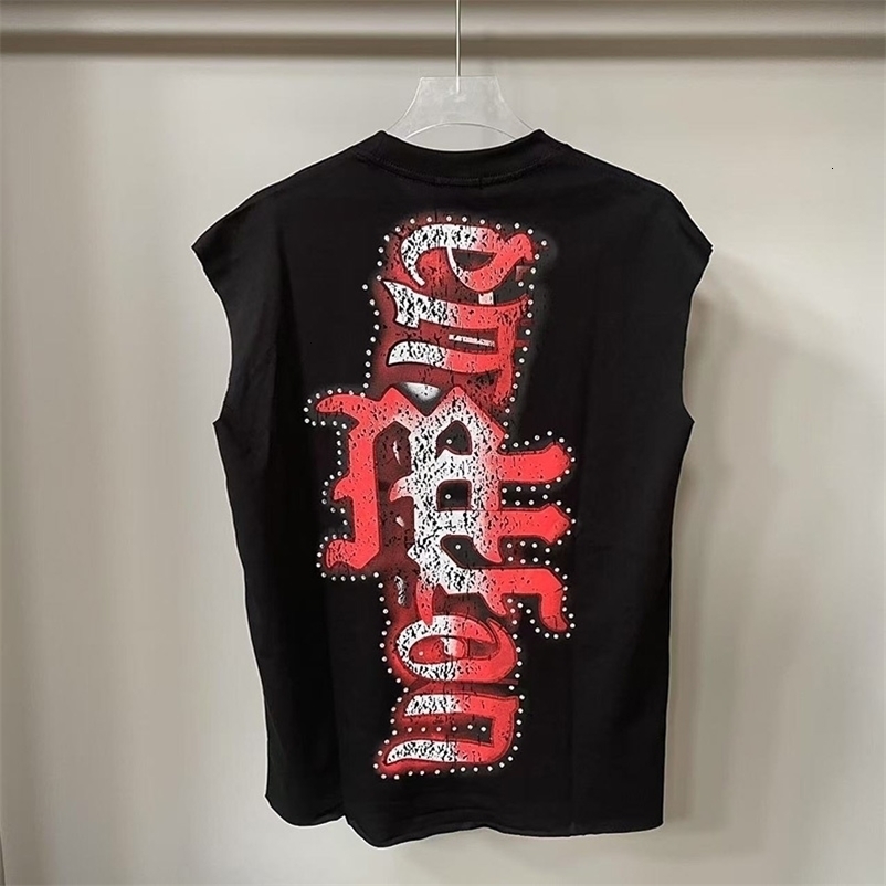 High Street Oversized Angel Tank Top Men Women Summer Classic Rhinestone MIXED EMOTION Vest Sleeveless TShirt 251015