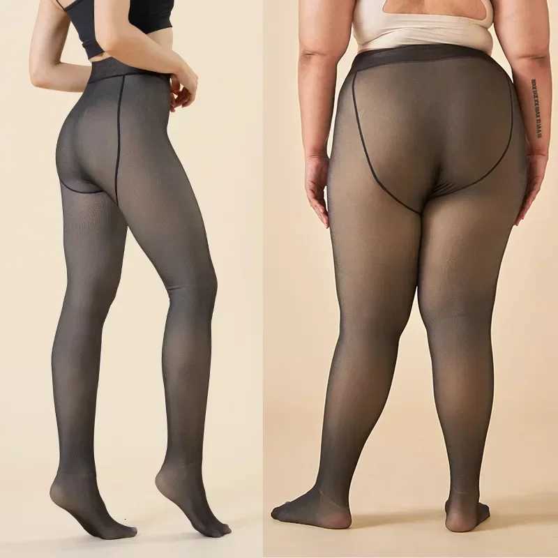 Plus Size Womens Fleece Warm Winter Tights Leggings Thick Fleece Panty Fake Translucent Pantyhose Thermal Stockings WomanT251016