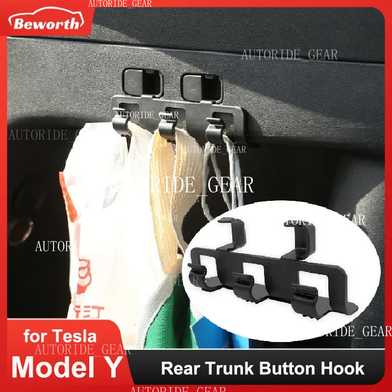 Rear Trunk Button Hook For Utor28 Tesla Model Y Buckle Hanging Tidying Storage Holder Clip Lage Bag Umbrella Hanger Accessories