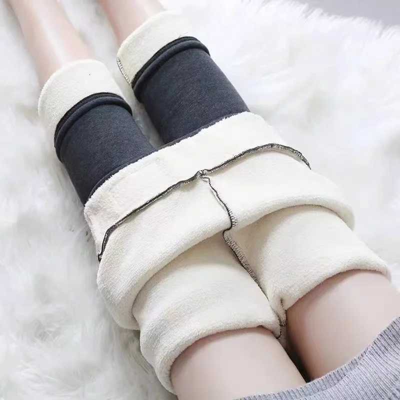 Ultra thick imitation lamb cashmere artificial velvet leggings winter plush thickened high waisted long pants warm pantsT251016