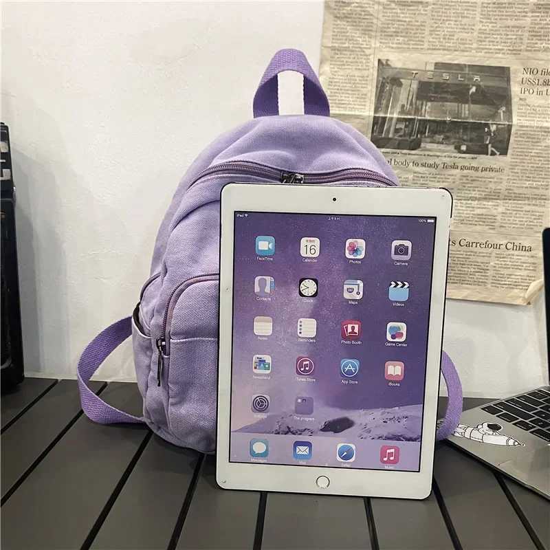 Canvas Women Small Backpack Vintage Feminina School Mini Backpack Women Bagpack Zipper Female Solid Girl MochilasT251016