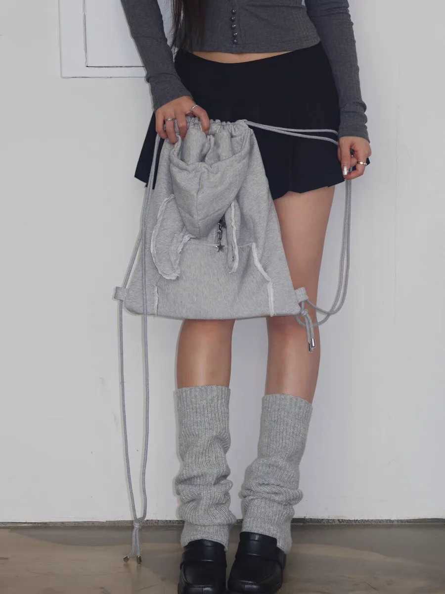 Miyagawa Korean Niche Womens Backpacks Versatile Drawstring Backpack Hoodie Hat BagsT251016