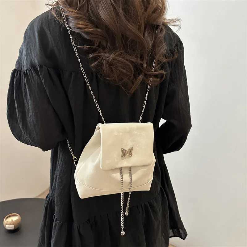Niche Backpack Womens Bag Trend 2025 New Butterfly Chain Small Backpack Fashionable Commuting BackpackT251016
