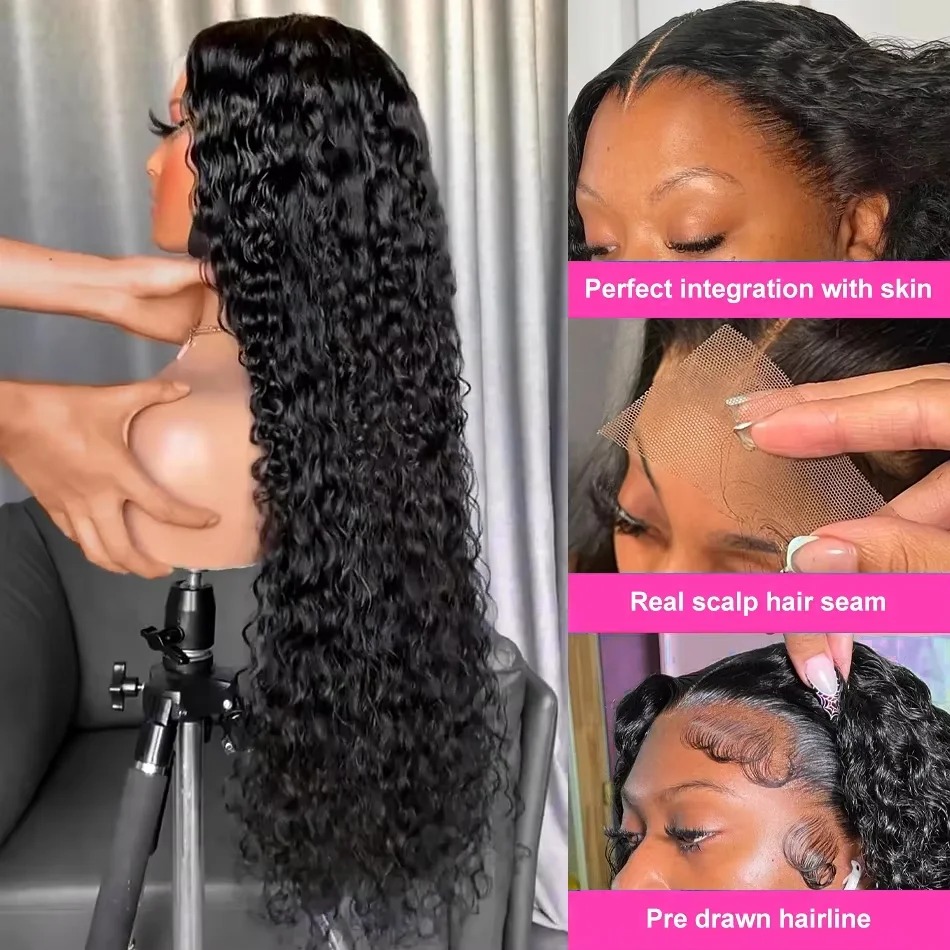 36 Inch Burmese Curly Hair Wig 13x4 Hd Transparent Lace Front Wigs Deep Wave Wig Human Hair 13x6 Wear and Go Glueless Wig