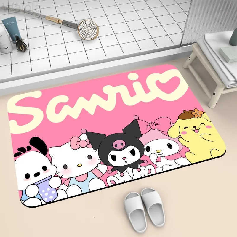 Sanrio Kuromi My Melody Print Bathroom Mat NonSlip Doormat Washable Rug for Living Room Bedroom Kitchen Mat Drain Mat L251016