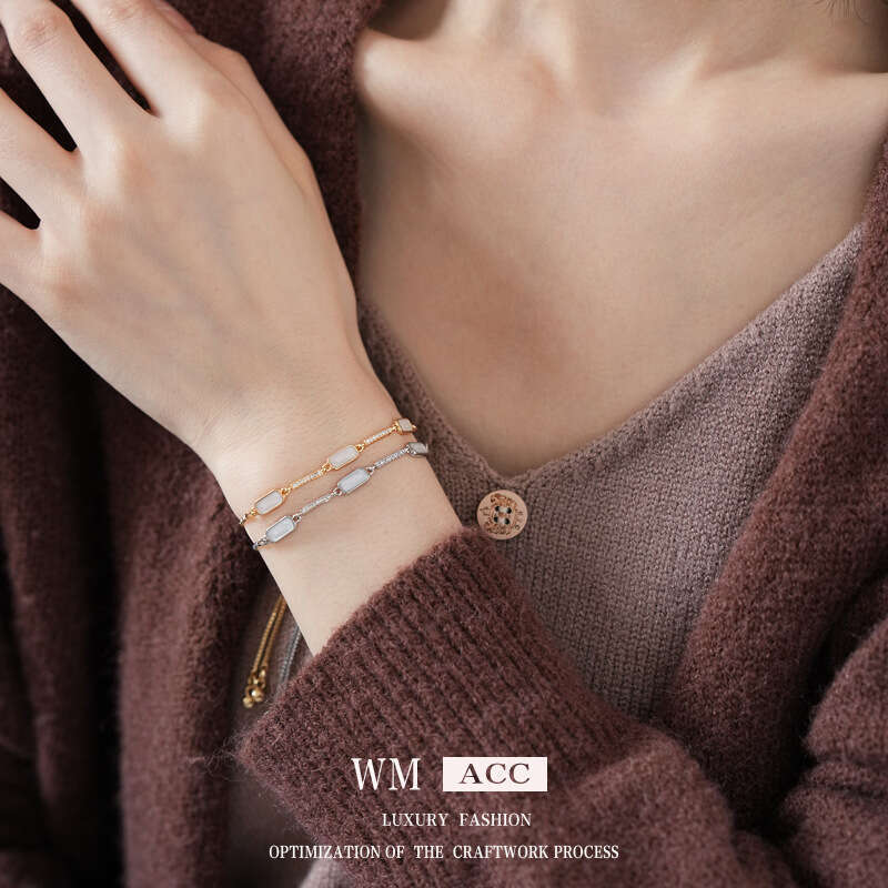 Oil Drop Rectangular One-word Simple Fashion Light Adjustable Bracelet Elegant High-end Commuting Jewelry for Women ddmypluto