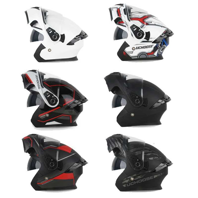 DOT Uchoose Approved Helmets Crash Motorbike Protective Gear Men Women Flip Up Helmet Motorcycle Visor Double Sun W251016