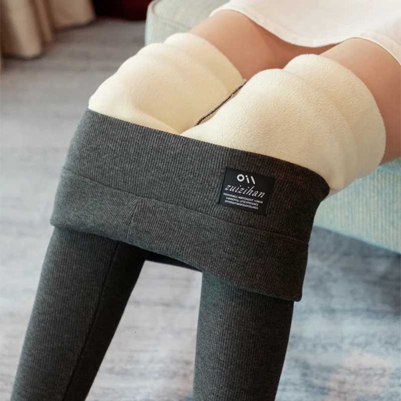 Winter Embroidery Warm Leggings Women Sexy High Waist Ribbed Leggings Woman High Stretch Fleece Lined Thick Pants LadiesT251016