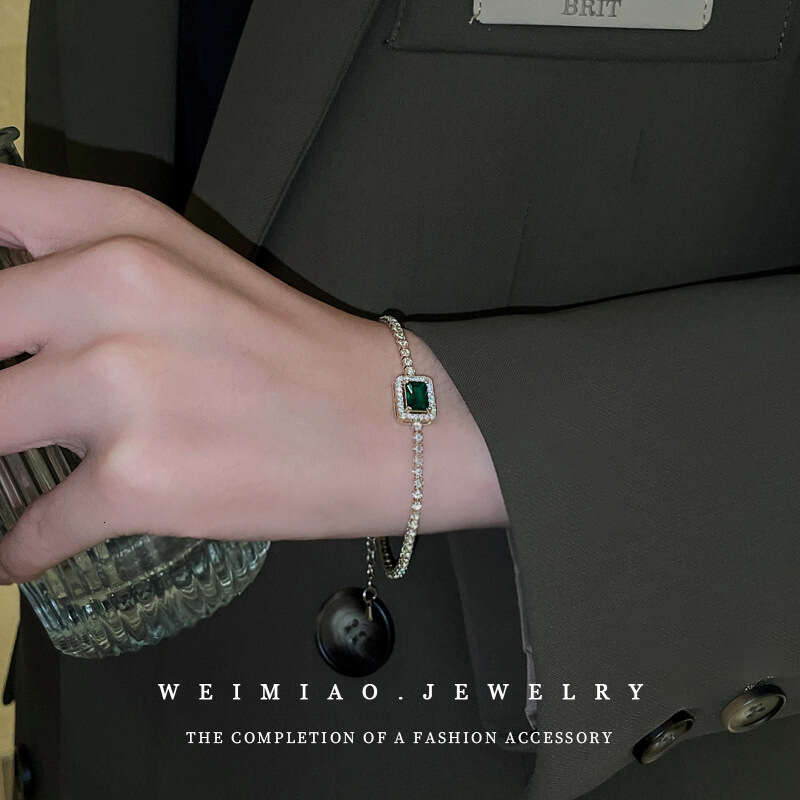 Emerald Square Geometric Zircon Bracelet Light Personality Ins Style Fashionable Temperament Jewelry for Women ddmypluto
