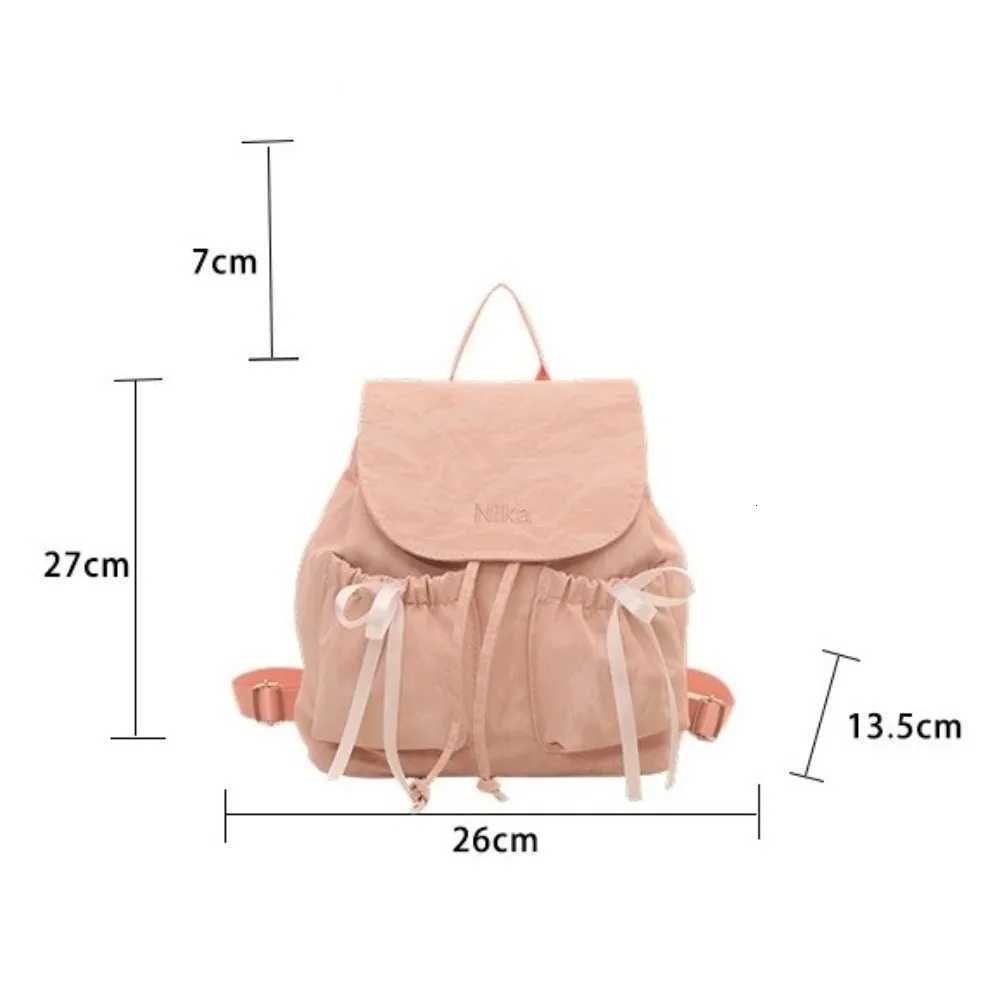 Fashion Cute Knot Womens Backpack Drawstring Large Capacity Students Bookbag Solid Color School Backpack TravelT251016