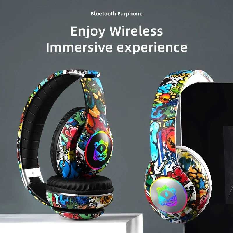 Graffiti Headphones LED Light Game Doodle Wireless Headsets Earphones With Mic For Kids Boy Girl Gift Support TF Card Z251015