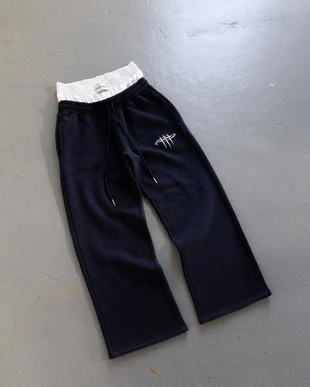 Y2kHarajuku retro loose straight pants men tracksuit pants personalized pant leg zipper embroidery design hip hop casual pants J251203