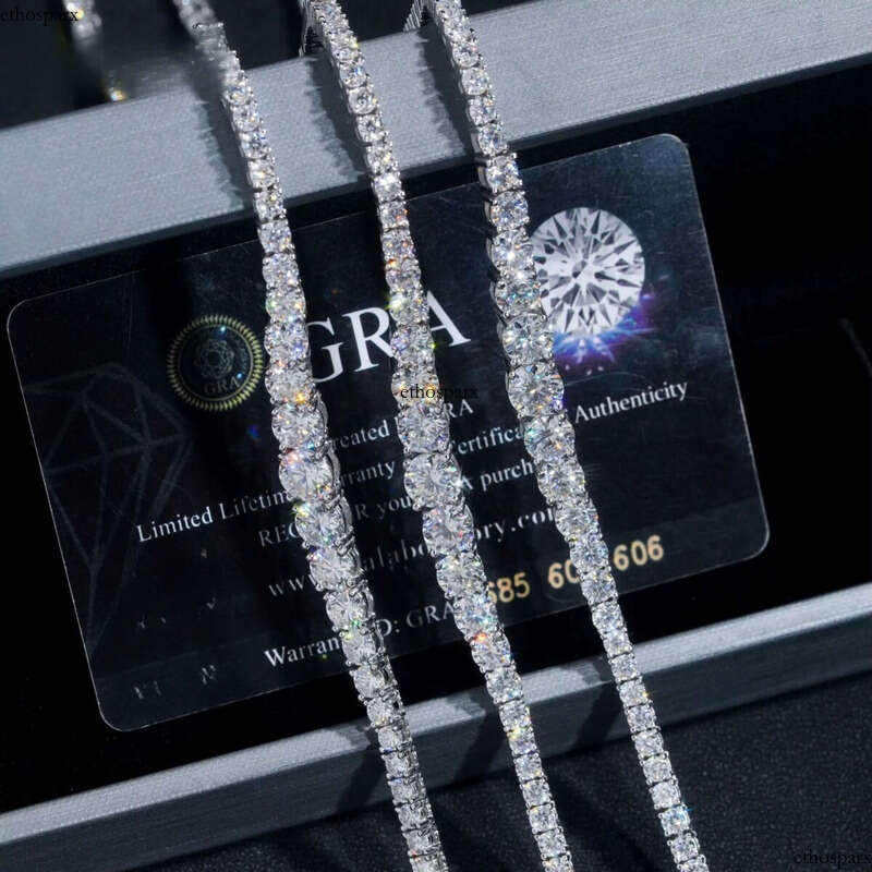 New Arrivals Fashion GRA Certificate Various Size Moissanite Dia Sier Tennis Chain Necklace Women