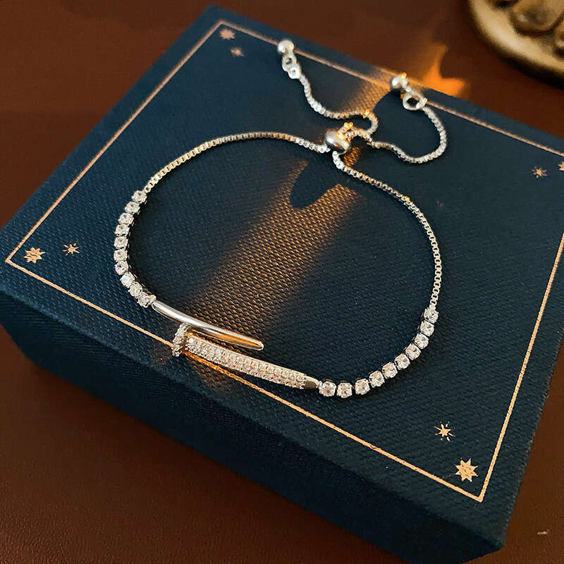 Real Gold Plated Zircon Splicing Smiley Face Bracelet Korean Style Light High-end Fashion Simple Elegant Women's Jewelry ddmypluto