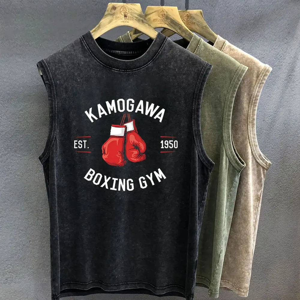 Mens Tank Top Anime Hajime No Ippo Graphic Tshirt Print Oversized Gym Clothing Vintage Wash Sleeveless Vest Womens Y2k Clothes 251015