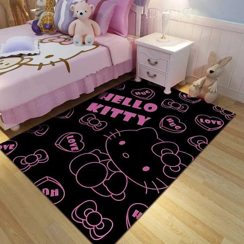 Sanrio 17 Styles Hello Kitey Print Black Carpet Rug for Home Living Room Bedroom Sofa Doormat Decor Girls Room Decor Girls Gift L251016
