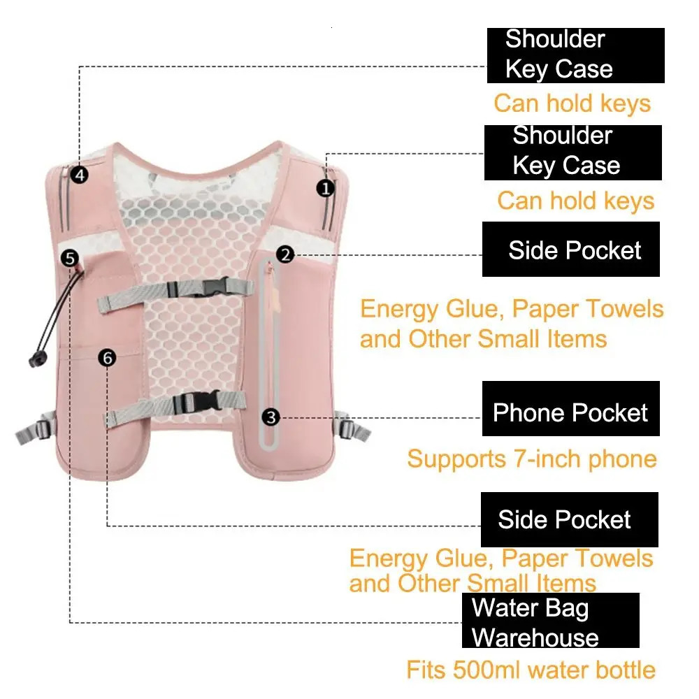 Reflective Running Vest Pack 4L Waterproof Running Hydration Vest Nylon Breathable Water Bottle Storage Vest 251016