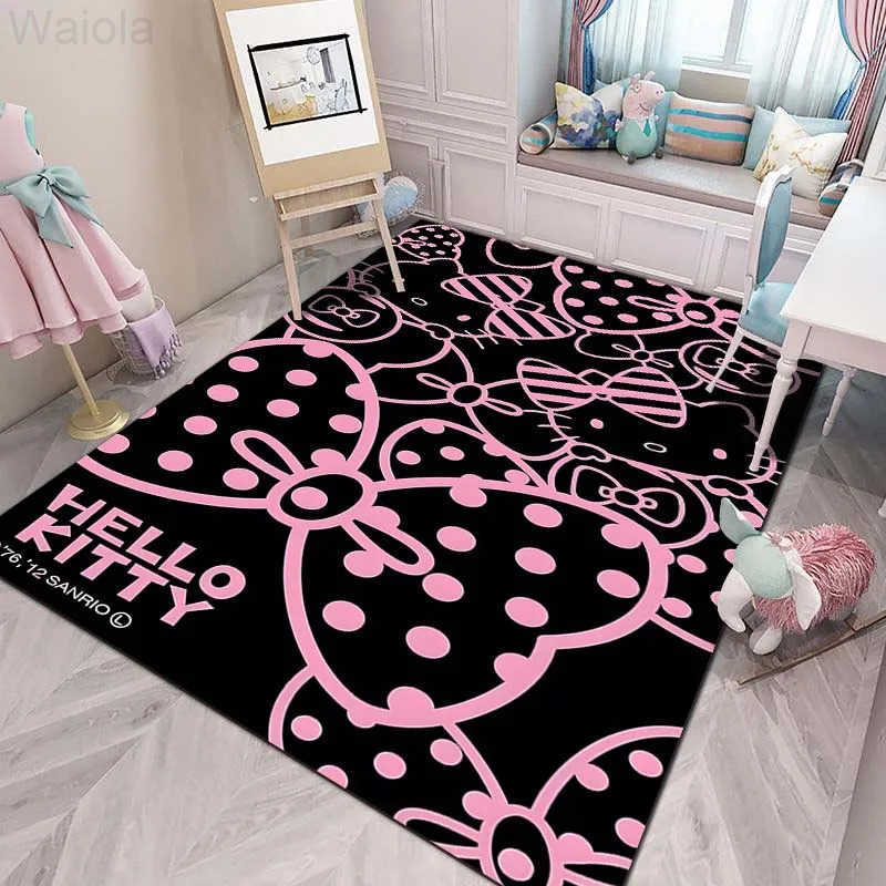 Sanrio 17 Styles Hello Kitey Print Black Carpet Rug for Home Living Room Bedroom Sofa Doormat Decor Girls Room Decor Girls Gift L251016
