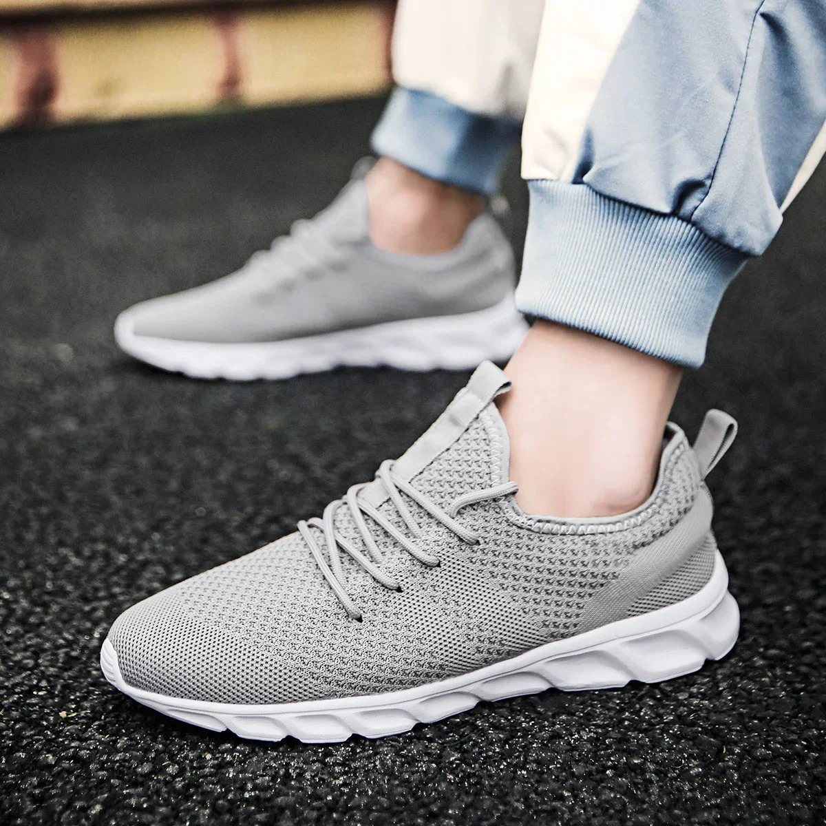 Nonslip Mens Running Shoes Knitting Mesh Breathable Shoes Men Sneakers Male Casual Jogging Men Sport Shoes Zapatos Para Correr 251013
