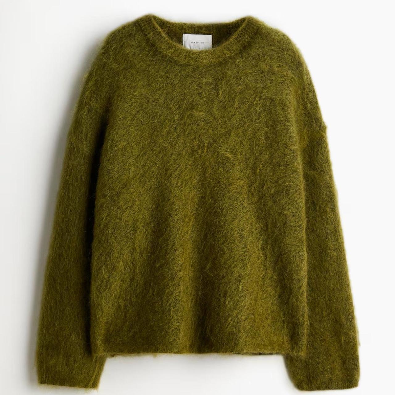 Casual Knitted Solid Sweater Womens Fashion Thick Green Loose O-neck Long Sleeve Pulling Flower Autumn Winter Warm Knitted 241213