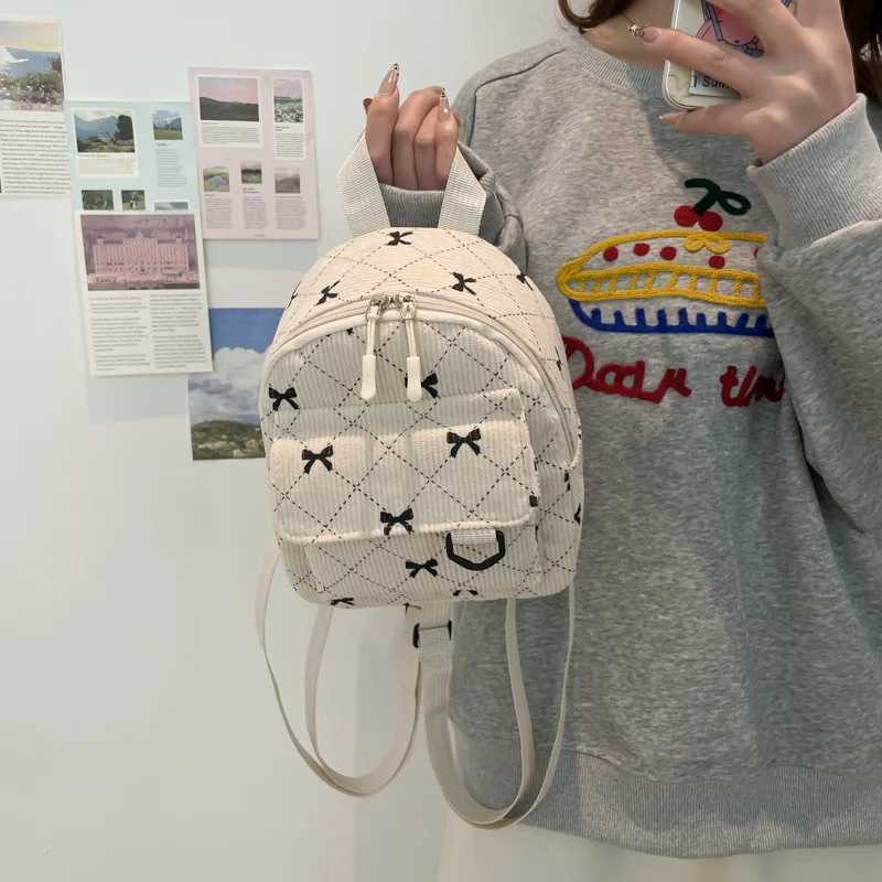Mini Backpack Sweet Bowknot Printed Shoulder Bag Travel Cosmetic Storage Bag Ins Student Bookbags Casual RucksackT251016