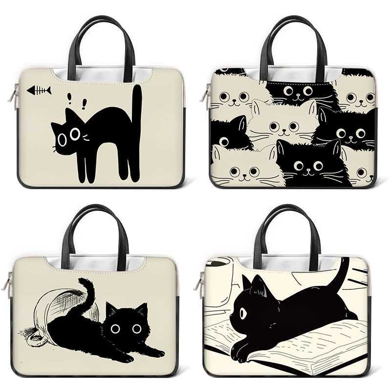 DIY PU Laptop Bag Cat Cover Laptop Sleeve Handle Bag 12 13 14 15 17inch For MacbookHPAsusAcerLenovo Carrying Bag AccessoriesW251015