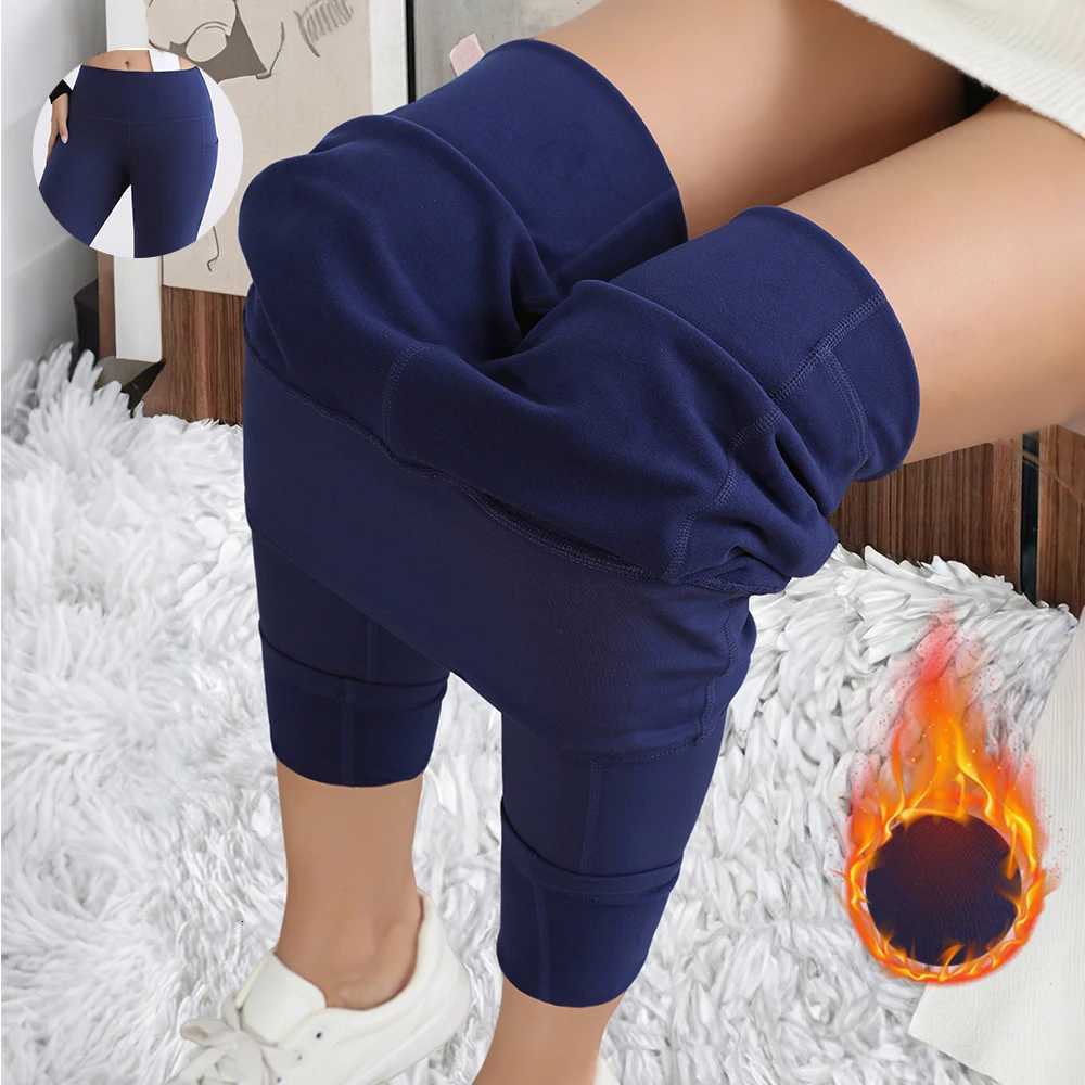 Winter Warm Women Leggings with 3 Pockets Fleece Lined Fintness Pants High Waist Butt Lifting Outdoor Sports Legging Casual WearT251016