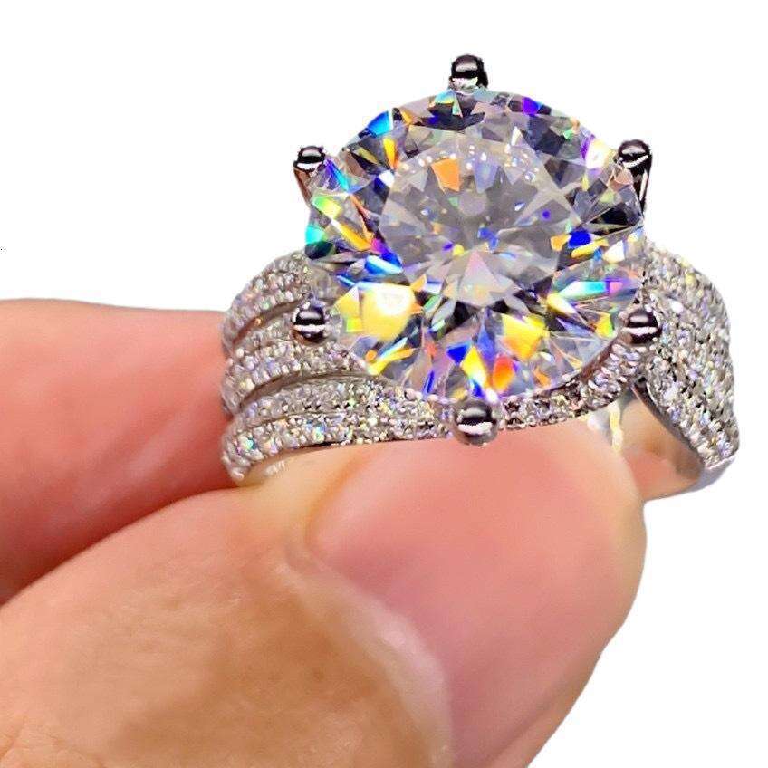 TikTok Live Hot-Selling Imitation Moissanite Lives Worlds Love 5 Three Rows Full Line Diamond Ring for Women ddmypluto