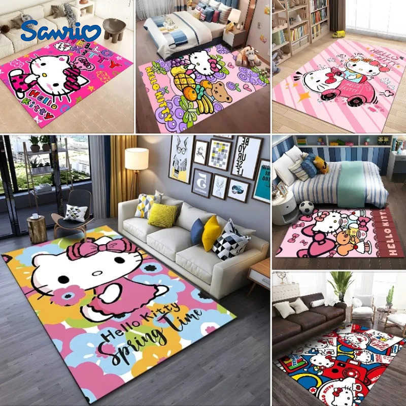 Sanrio Hello Kitty Pattern Carpets Bedroom Play Mats Bedroom Carpet Rug Crawl Mat Christmas Gift Rug Decor L251016
