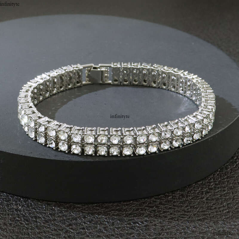 Trendy 5mm Double Rows D VVS Iced Out Moissanite Dia Sterling Sier Tennis Chain Necklace Bracelets Jewelry Men Woman