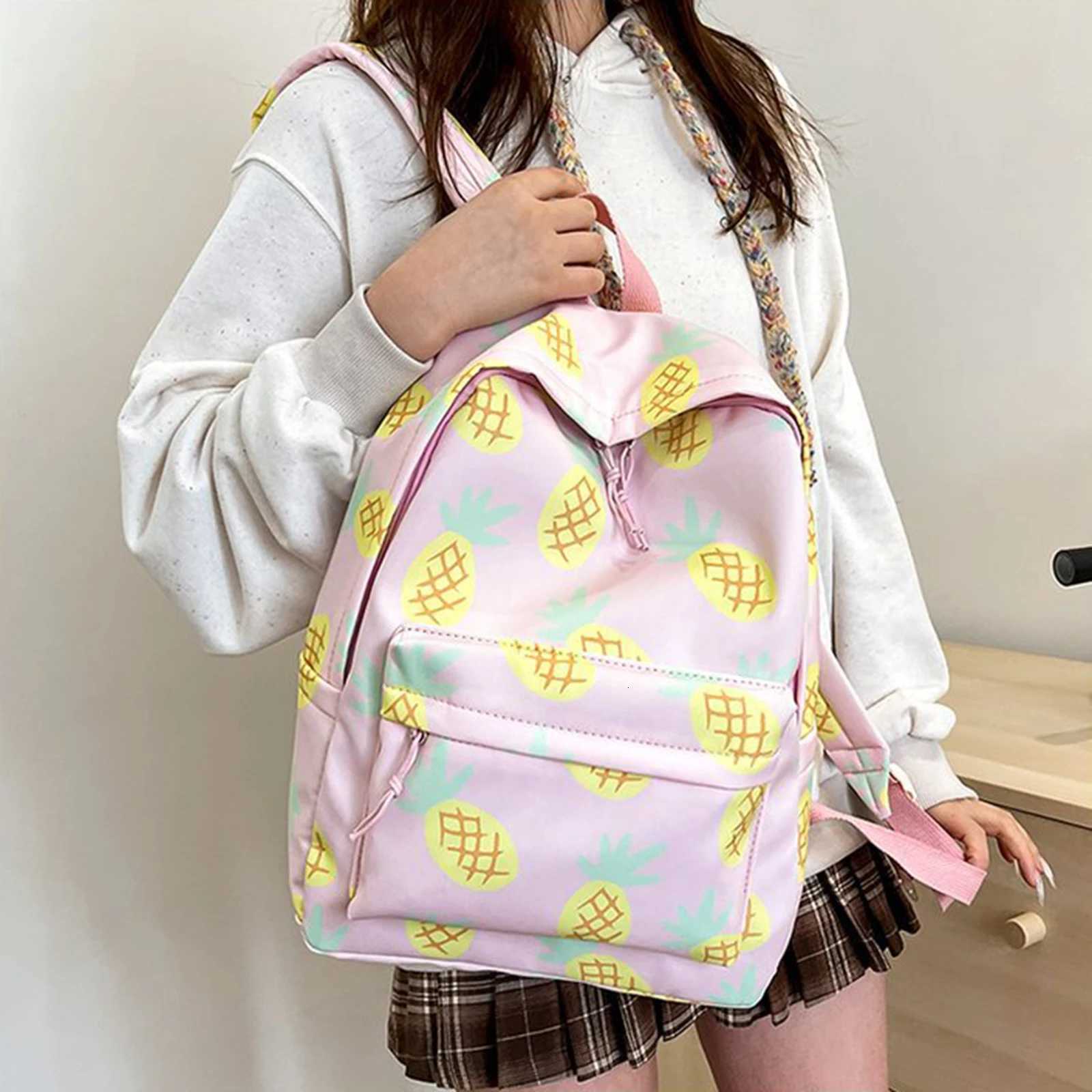 Women Fashion Backpack Lightweight Cute Pineapple Print Daypack Bookbag for Girls School Travel OutdoorT251016