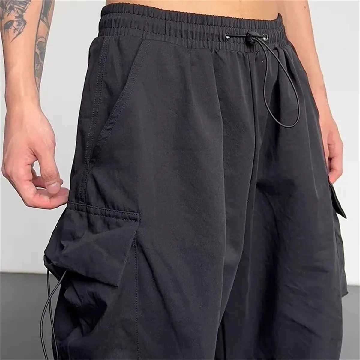 American Spring Summer Men Casual Cargo Pants Pockets Plus Size Black Out Door Elasticity Sports Oversize Pants 46 48 50 J251203