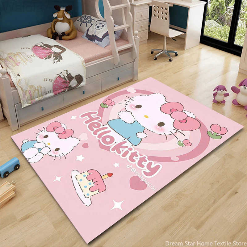 Sanrio Hello Kitty Cartoon Game Area RugCarpet Rug for Home Living Room Bedroom Sofa Doormat DecorKids Play Nonslip Floor Mat L251016