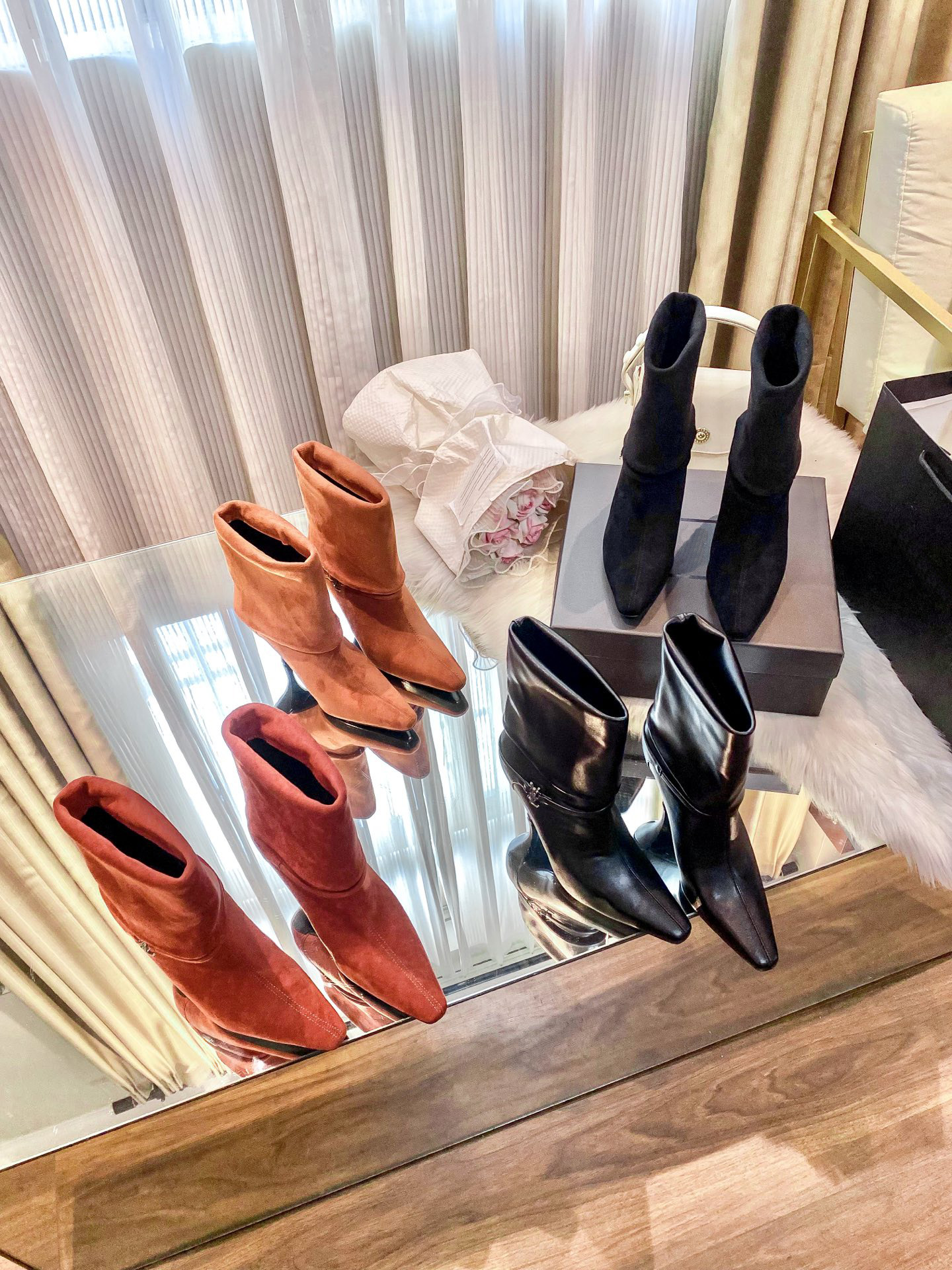 Parisian luxury boot Y designer's new winter luxury long shoes snow and rain boots comfortable women's leather and plush high boots L