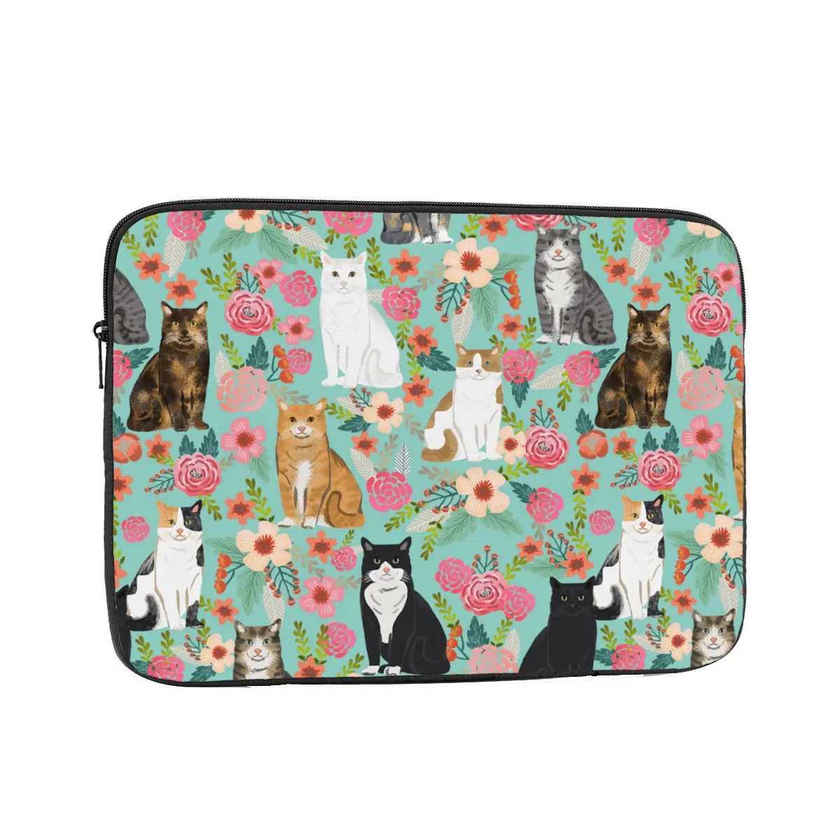 Laptop Notebook Bag Case Cats Vintage Florals Tablet Sleeve Case Animal 10 12 13 15 17 Inch Shockproof Case BagW251015