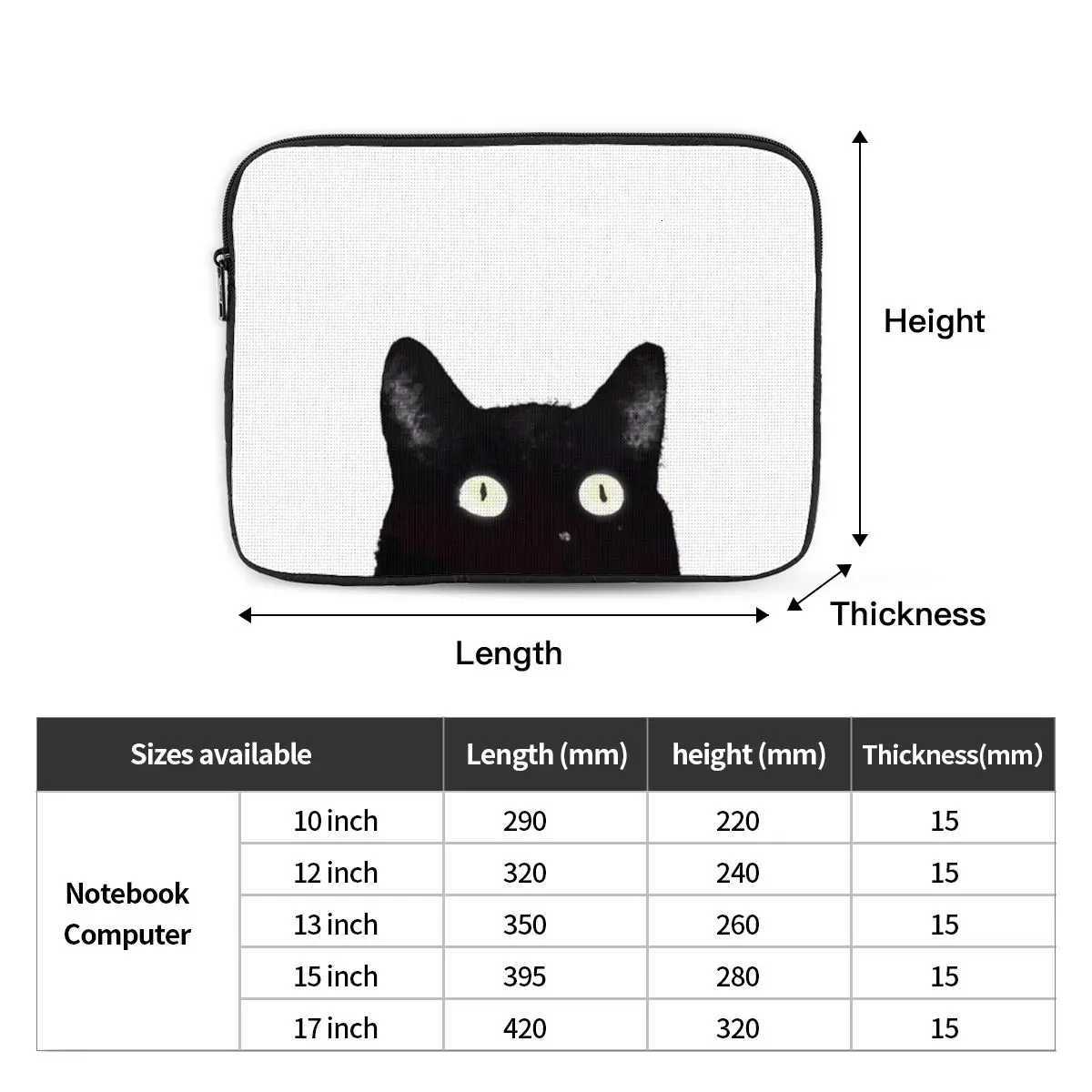 Black Cat Peeking Up Notebook Laptop Bag Case Pouch 10 12 13 15 17 Inch Notebook Sleeve Cover Bag Tablet Shockproof Case BagW251015