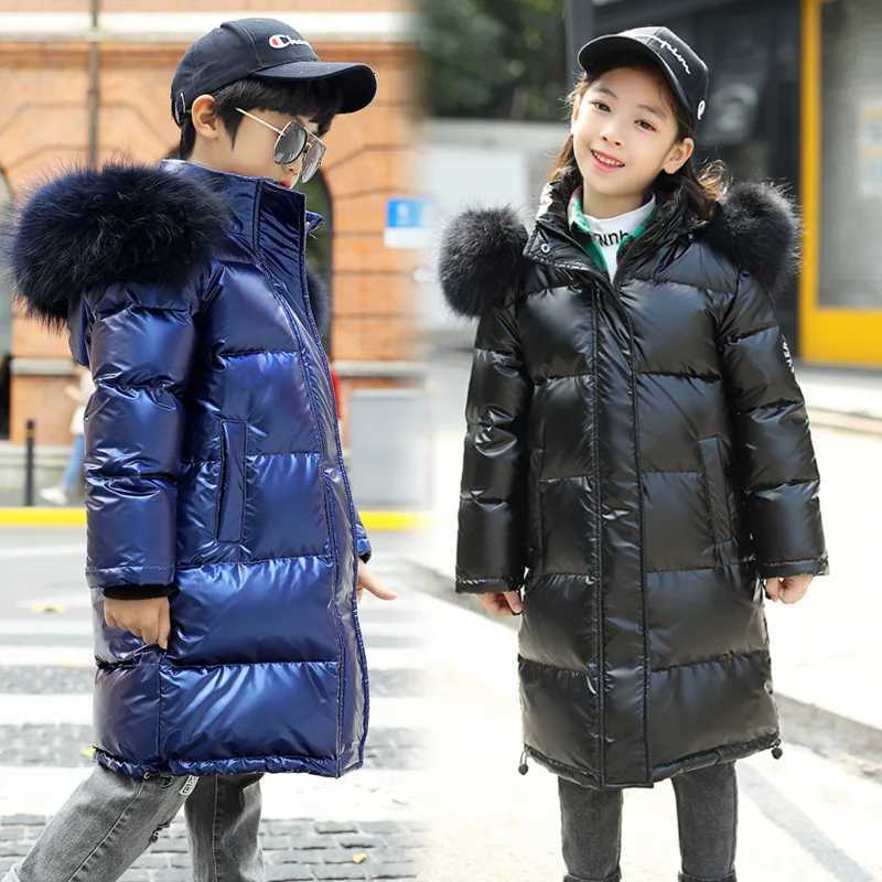 Winter Girls Boys Down Coats Fashion Children Jackets MediumLong Outerwear 85 Duck Down Parkas Size 110170cmT251016