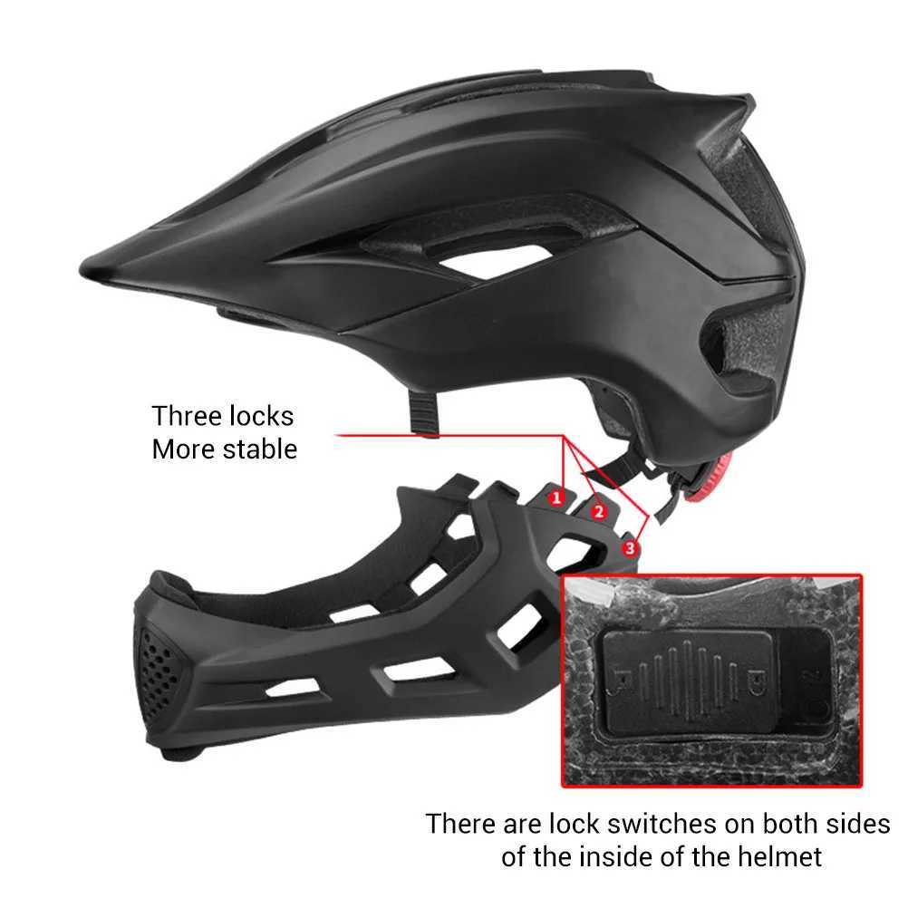 2 in 1 Kids Full Face Bike Helmet for Children MTB BMX Dirtbike Skateboard with Detachable Chin Guard Kids Full Face Bike Helmet W251016