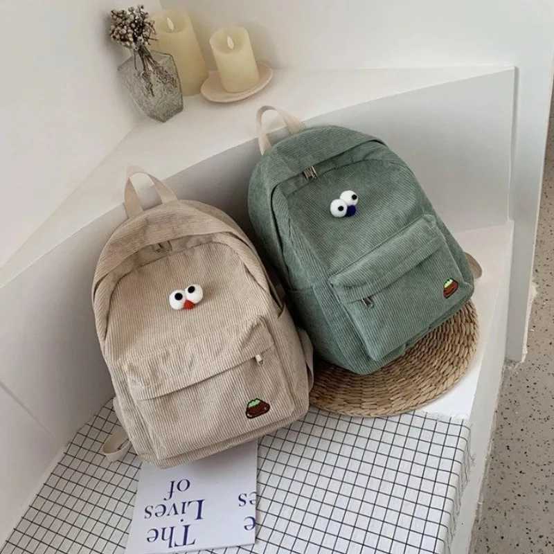 Korean version of the college style schoolbag largecapacity corduroy backpack junior high school schoolbag womens outdoor lT251016