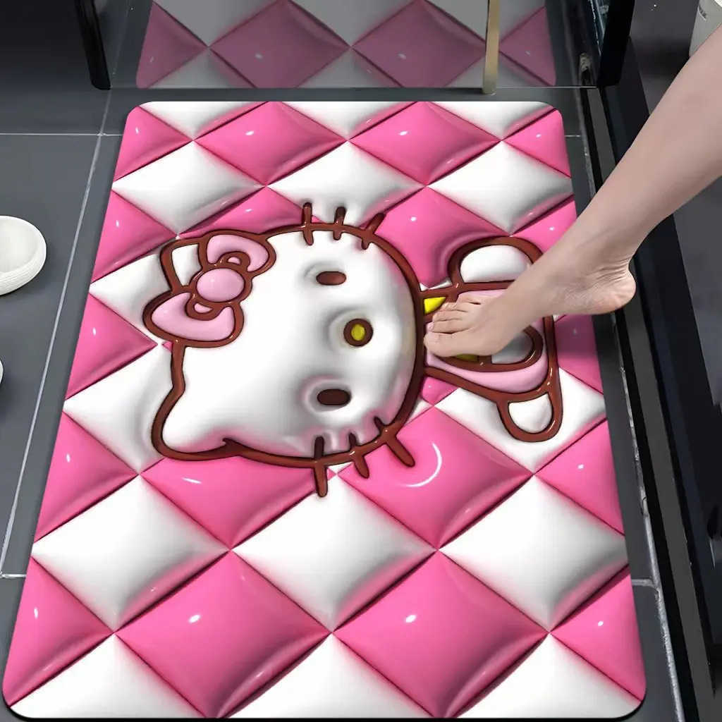 Sanrio Hello Kitty Rug Diatom Mud Absorbent Floor Mat Bathroom Antiskid Quick Drying Carpet Memory Foam Kitchen Bedroom Doormat L251016
