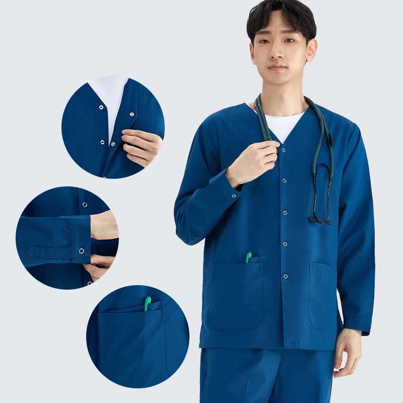 Nurse Suit Scrub Jacket Women Men Medical Uniform Jacket and Pant Set Workwear Veterinary Doctor Working Outfit Coat Top 206 X2510161